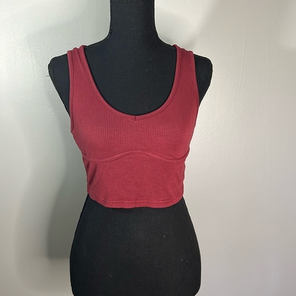 Maroon Scoop Neck Croptop - Picture 1 of 2